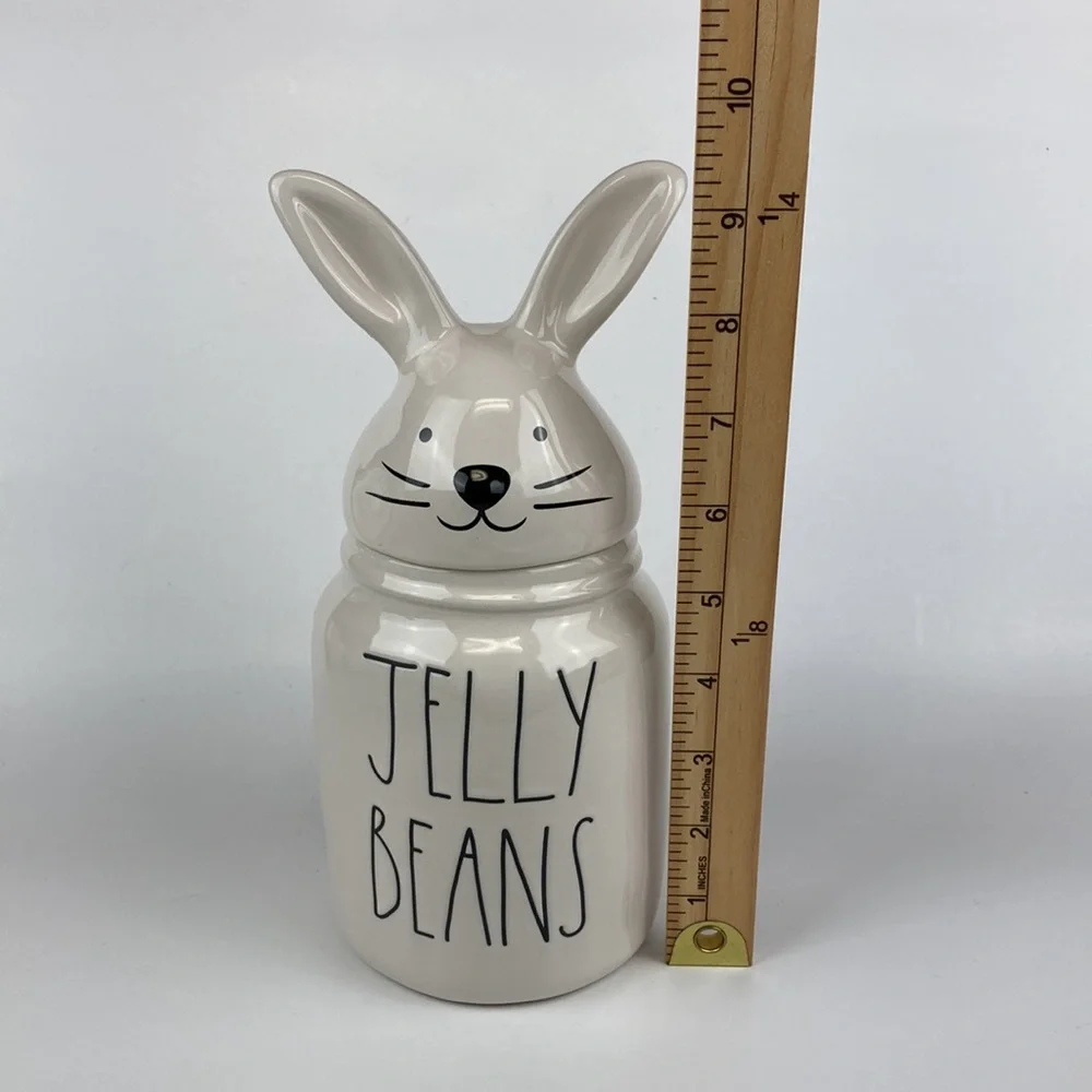 Rae Dunn Artisan Ceramic Jelly Beans Bunny Candy Canister 9.5”